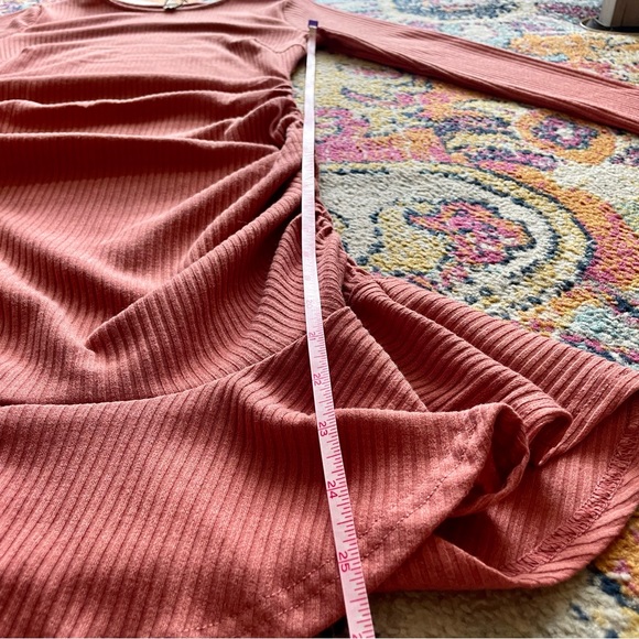 Long Sleeve Ruffle Knit Ruched Dress - Picture 9 of 13